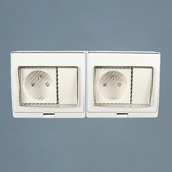 

IP55 Report CE Wall Waterproof Dust-proof Power Socket, 16A Double French Standard Electrical Outdoor Outlet Grounded