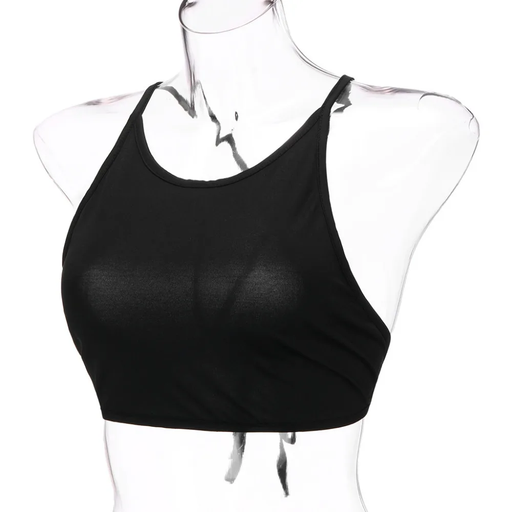 2019 womens tops and blouses summer solid color sleeveless wrap halter strap with sexy short crop top pretty blouses women 40J12 (25) - 