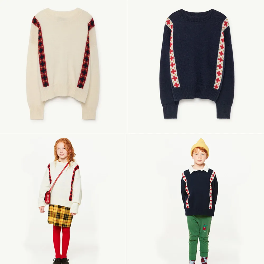 Комплекты одежды для девочек коллекция года, зимняя теплая детская трикотажная одежда для маленьких мальчиков свитер с геометрическим рисунком «бык» топы, Лебединая юбка, вязаные куртки