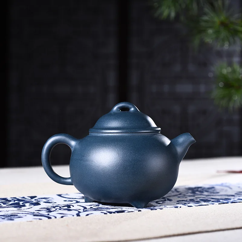 

280ml Authentic Yixing Purple Clay Teapot Rare Ore Blue mud Teapot Chinese Kung Fu tea pot Retro Collection tea set