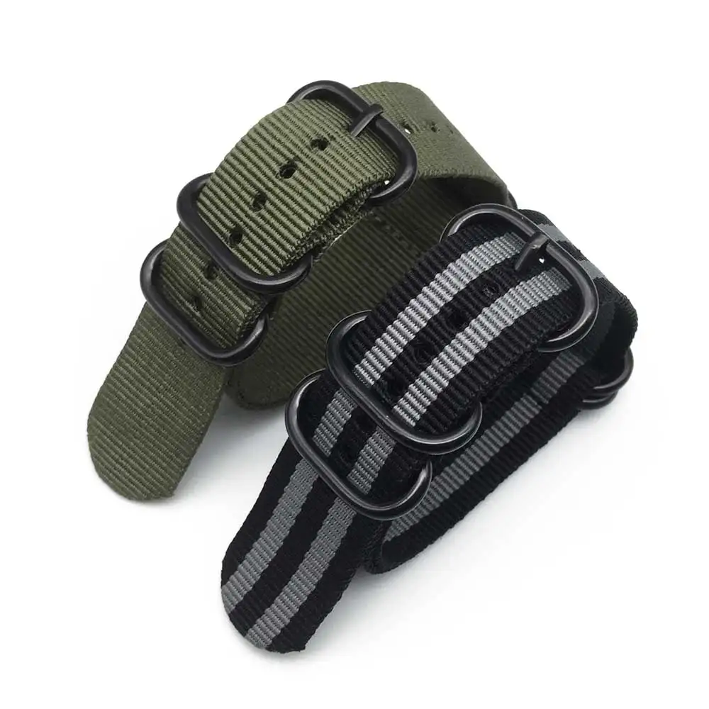 

Brand ZULU NATO watch strap Heavy Duty Nylon Canvas band Ring Buckle 20mm 22mm 24mm Striped Men Replacement Watchbands wholesale