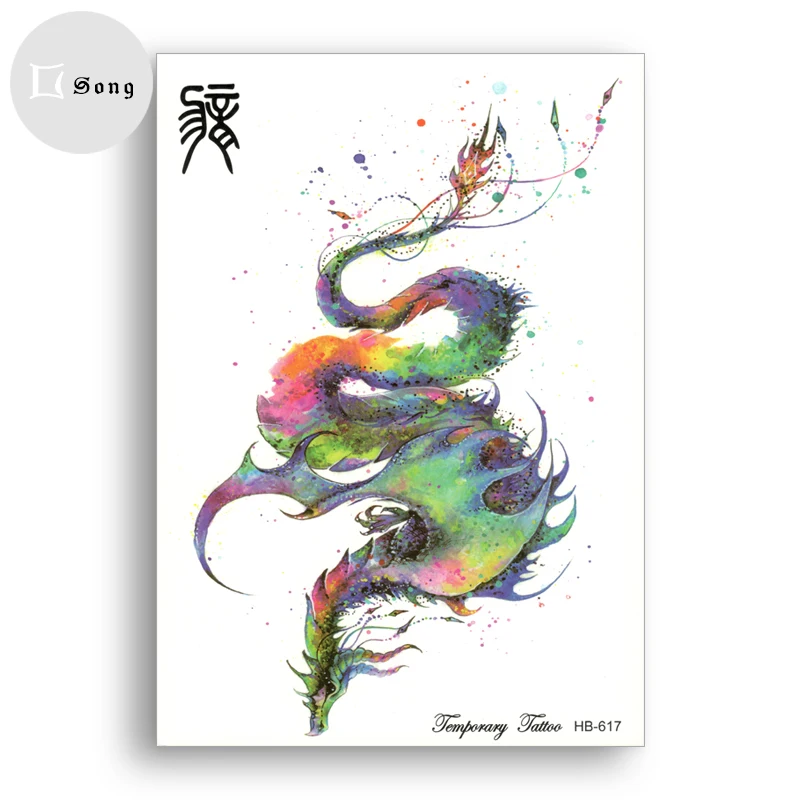 

Waterproof Temporary Tattoo Stickers Fake tattoo The 12 Chinese Zodiacs for Women Men Body Art Chinese Dragon Flower arm