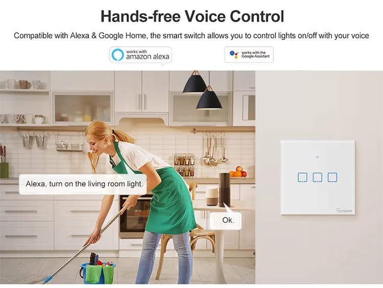 Sonoff TX T1 UK 1 2 3 банда умный переключатель WiFi/433/RF умный пульт дистанционного управления настенный сенсорный светильник переключатель умный дом автоматизация Alexa