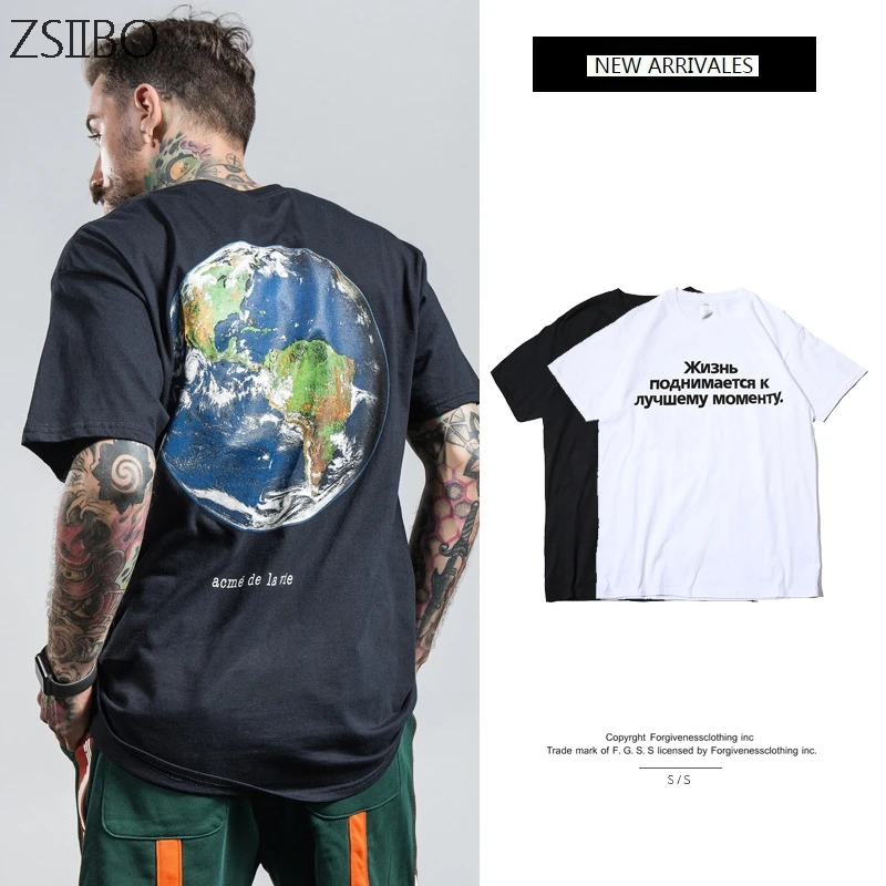 New Short Sleeve 100% Cotton T-Shirt Hip Hop Trend Leisure Men