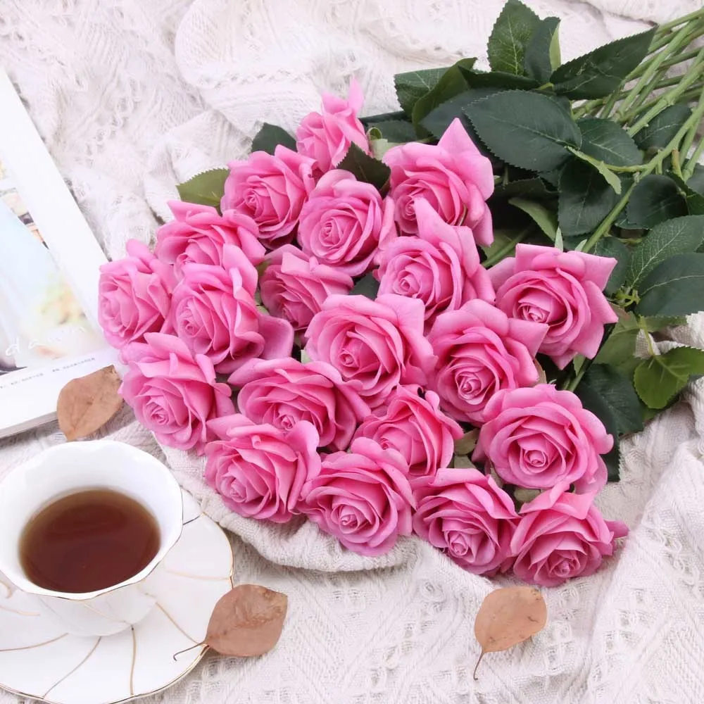 11 шт./партия, латексные искусственные розовые цветы, настоящие сенсорные Сатиновые розы/украшение на свадьбу, День Святого Валентина, подарок на день рождения, украшение для дома - Цвет: J