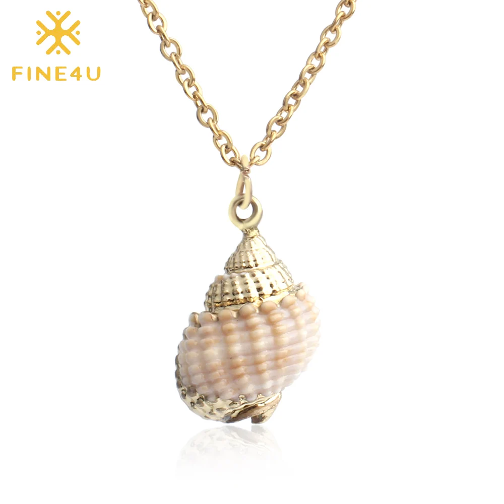 FINE4U N190 летние пляжные ювелирные изделия миниатюрное Natural Sea Shell Кулон ракушка