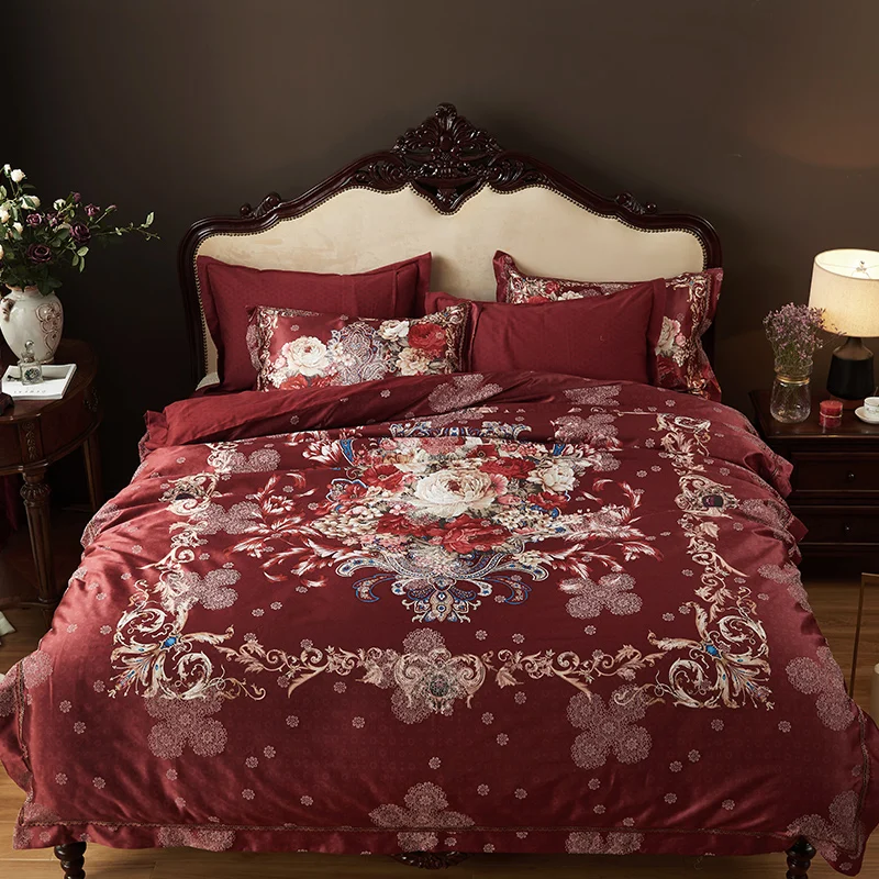

2017 New European jacquard Bedding Set satin Duvet Cover Bed Sheet 2pcs Pillowcases Bedroom Textile Bed Linen