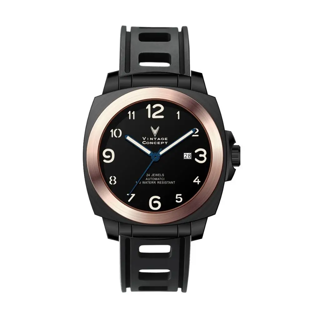 Модные мужские автоматические часы San Martin с сапфировым стеклом 100 м, водонепроницаемые мужские механические наручные часы Montre - Цвет: black 2