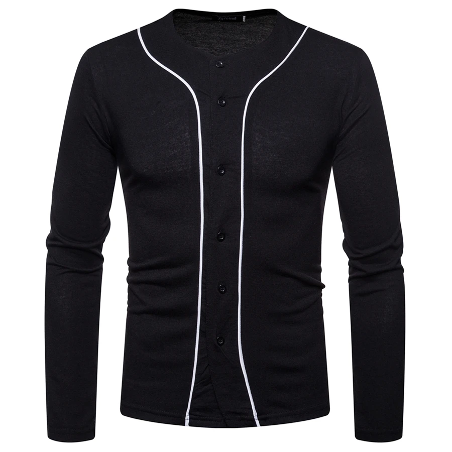 GuyuEra New long-sleeved T-shirt African ethnic style stitching men's long-sleeved V-neck bottoming shirt