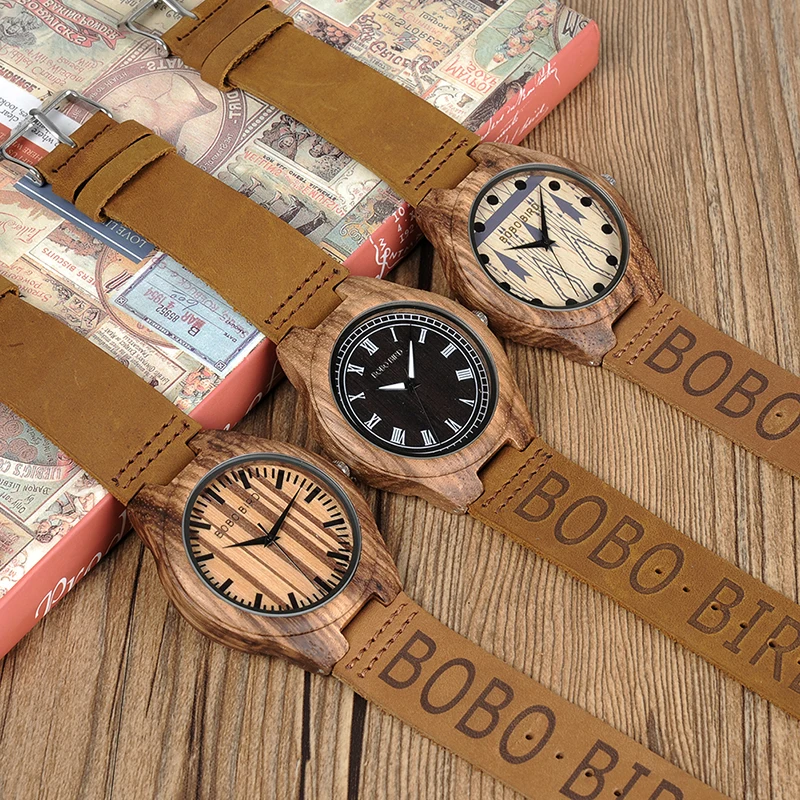 BOBO BIRD V-O30 Original Brand Unique Wood Watch Mens Casual Dress Design Quartz Wrist Watches relogio masculino curren