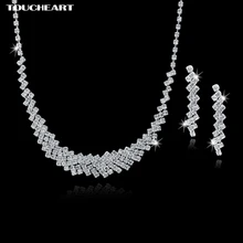 TOUCHEART подвески серебряный цвет ювелирные изделия Кристалл ожерелья серьги наборы горный хрусталь Свадебные Ювелирные наборы для невесты женщин Set150046