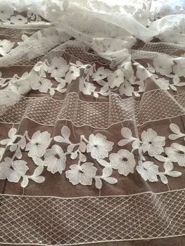 

French lace fabric high quality african tulle lace fabric with nice flower sequins Nigerian lace fabrics for wedding
