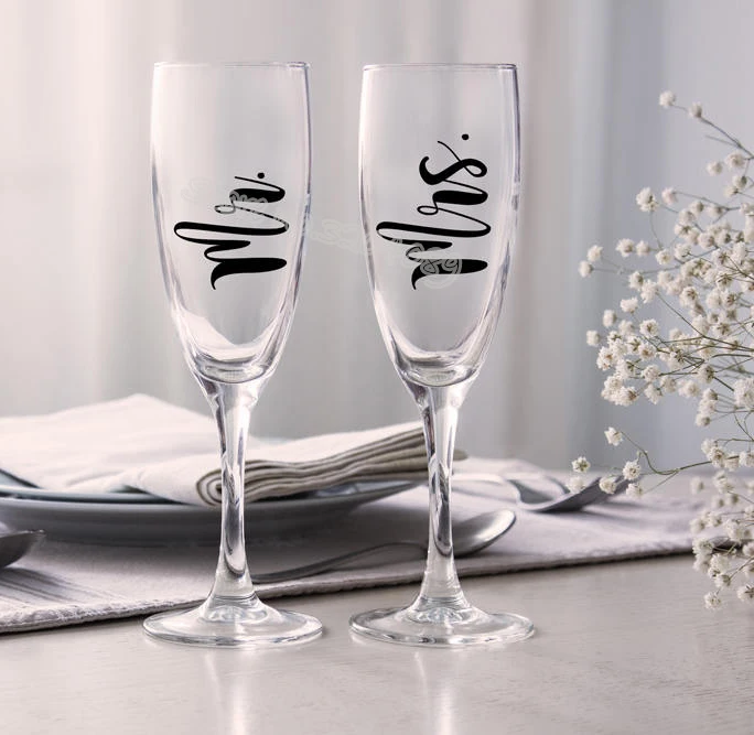 7 шт. Mr& 7 шт. Mrs/набор фарфоровая наклейка на чашку для свадьбы, тостов, вина, стекла, наклейки вечерние, карнавал, Хрустальные чашки шампанского, наклейка EB021