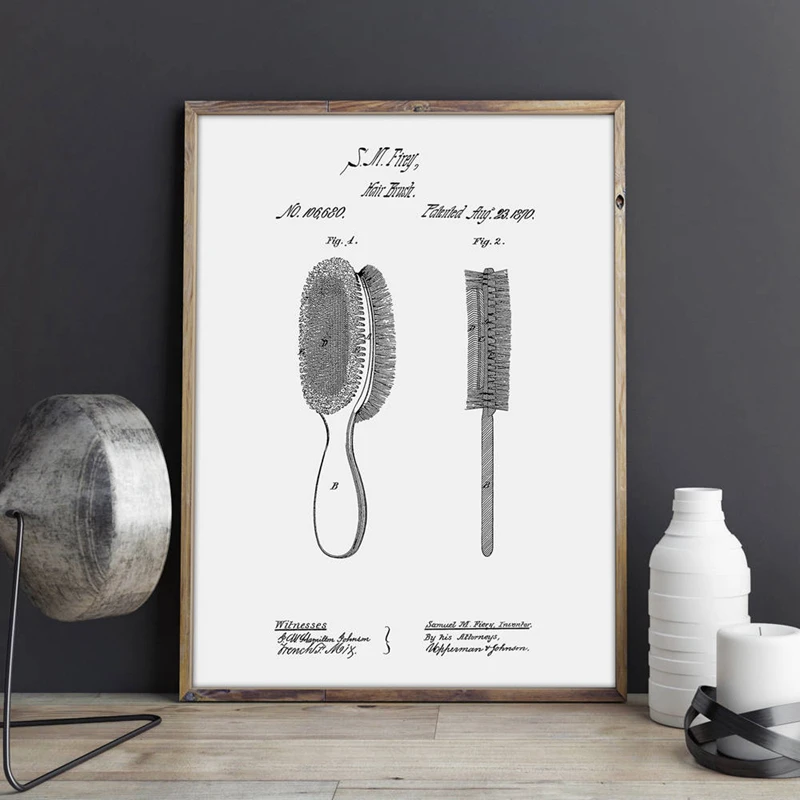 Hair Brush Patent Canvas Prints