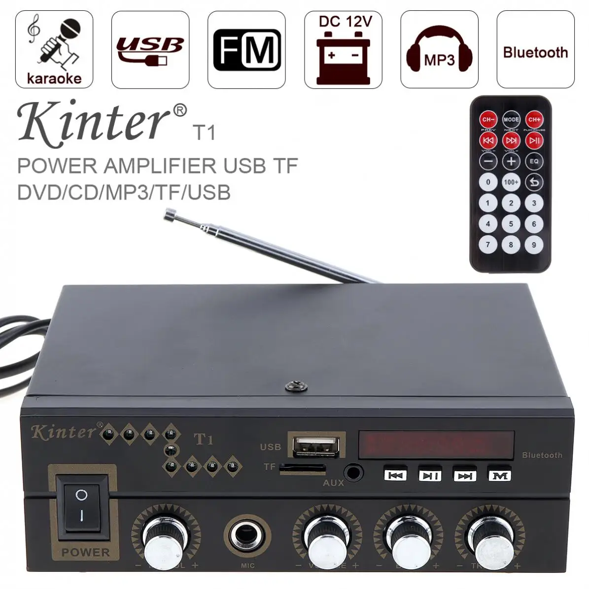 Bluetooth Durable Digital Car Audio Amplifier Auto FM Radio Stereo Player Support SD/USB/DVD/MP3 with Remote Control | Автомобили и