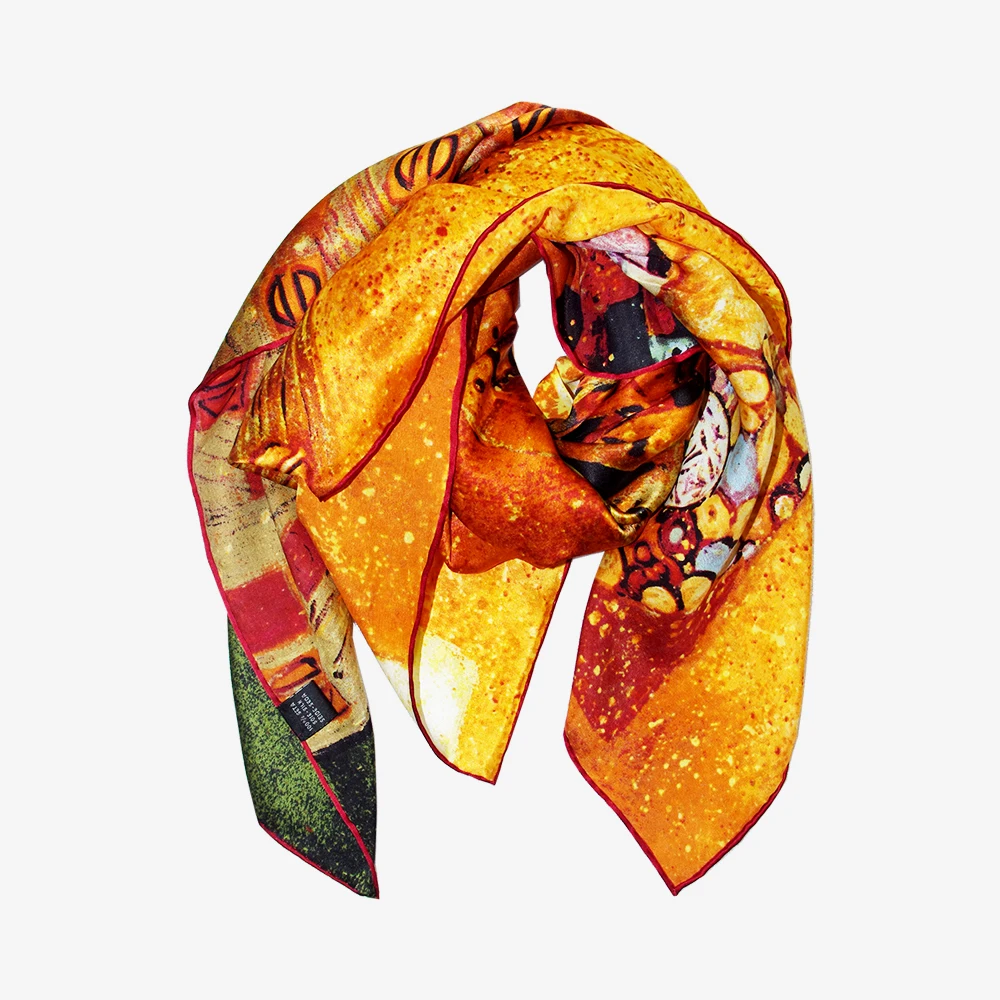 Роскошные 12-momme атласные шелковые квадратные обертки шарф искусство картина маслом Густава Климта "Adele Bloch-Bauer I" ручная работа