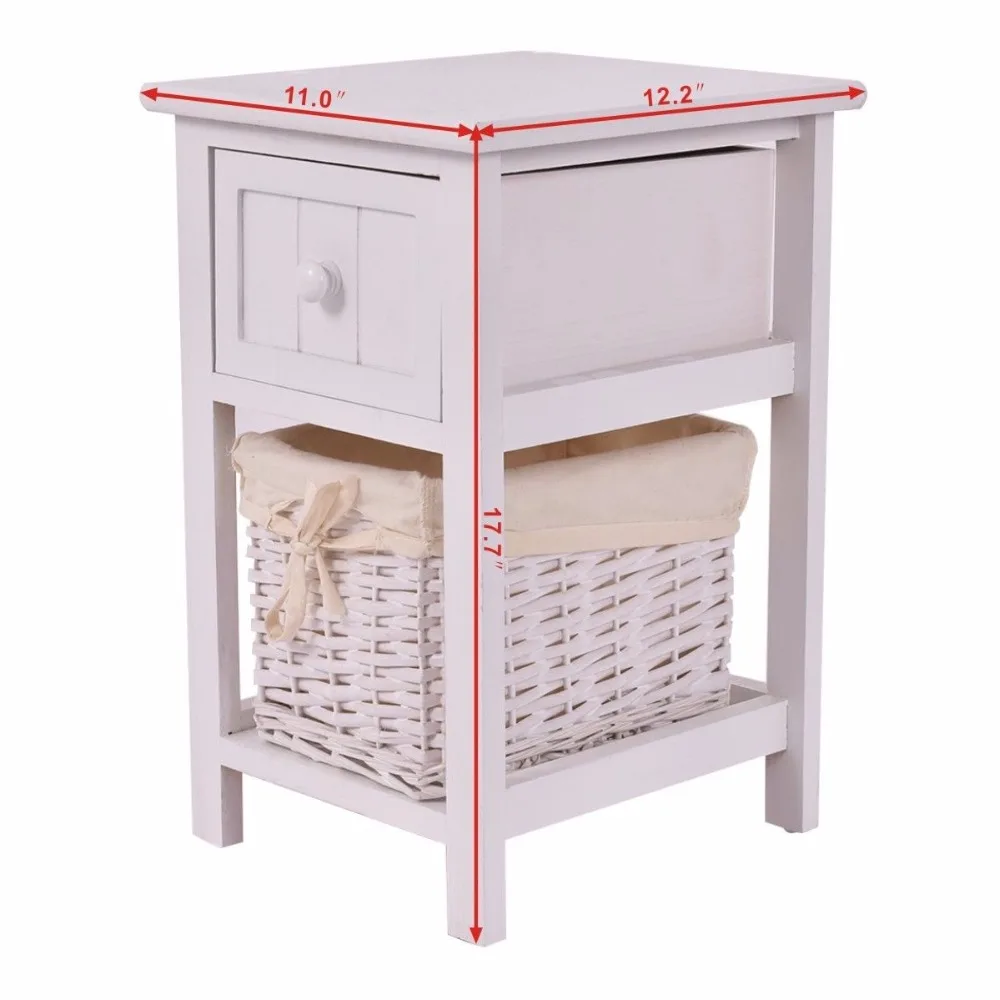 Goplus Night Stand 2 Layer 1 Drawer Bedside End Table White Modern Organizer Bedroom Wood Nightstand with Basket Small HW53787 Goplus Night Stand 2 Layer 1 Drawer Bedside End Table White Modern Organizer Bedroom Wood Nightstand with Basket Small HW53787