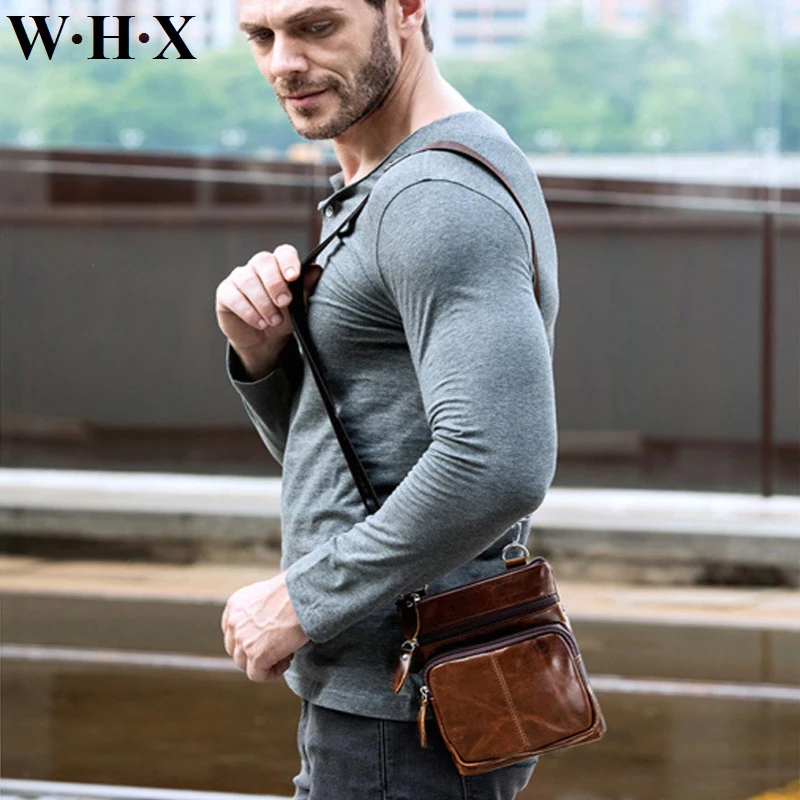 

WHX Genuine Leather Men Bag Real Cowhide High Quality Fashion Casual Style Men's Cross body Bag Shoulder Messenger Bag Man Male