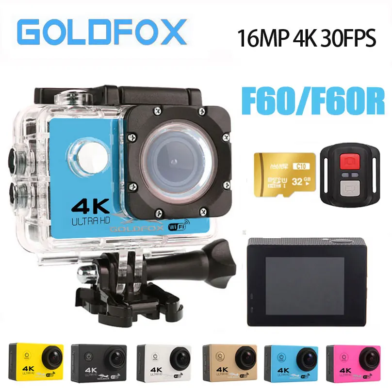 100% новая Экшн камера 4k F60/F60R 1080P/60fps 16MP WiFi 170D на шлем go подводная спортивная pro