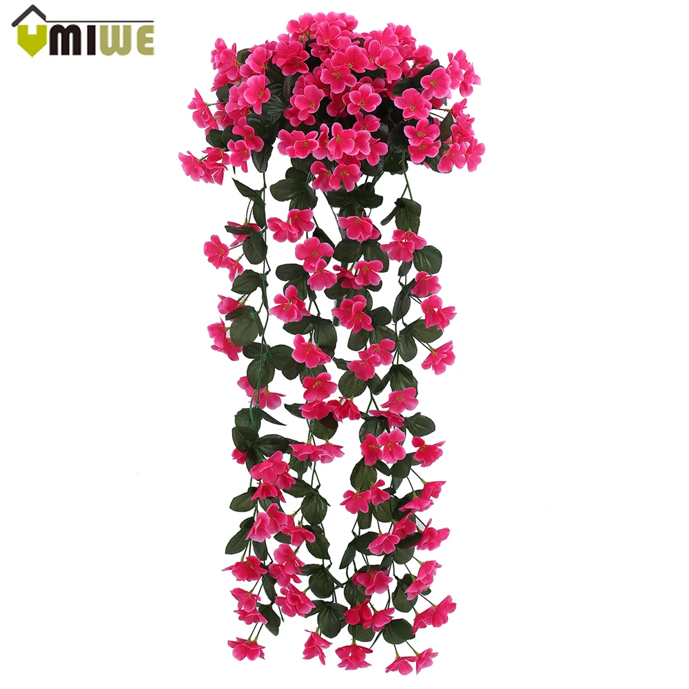 

Leafy Violet Artificial Silk Flowers vine rattan for Wedding Home Decor outdoor corridor hanging baskets Wall Fake DIY Bouquet