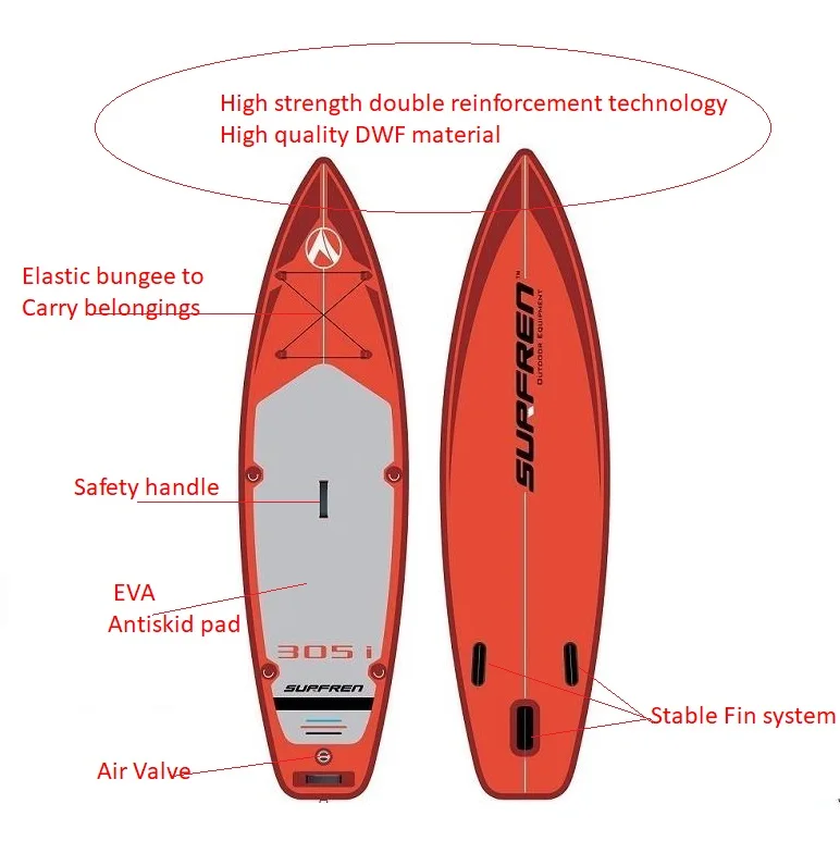 Надувная доска для серфинга, весло для серфинга iSUP, доска для серфинга 305i, бодиборд для вейкбота, каякбота, Размер 305*81*15 см