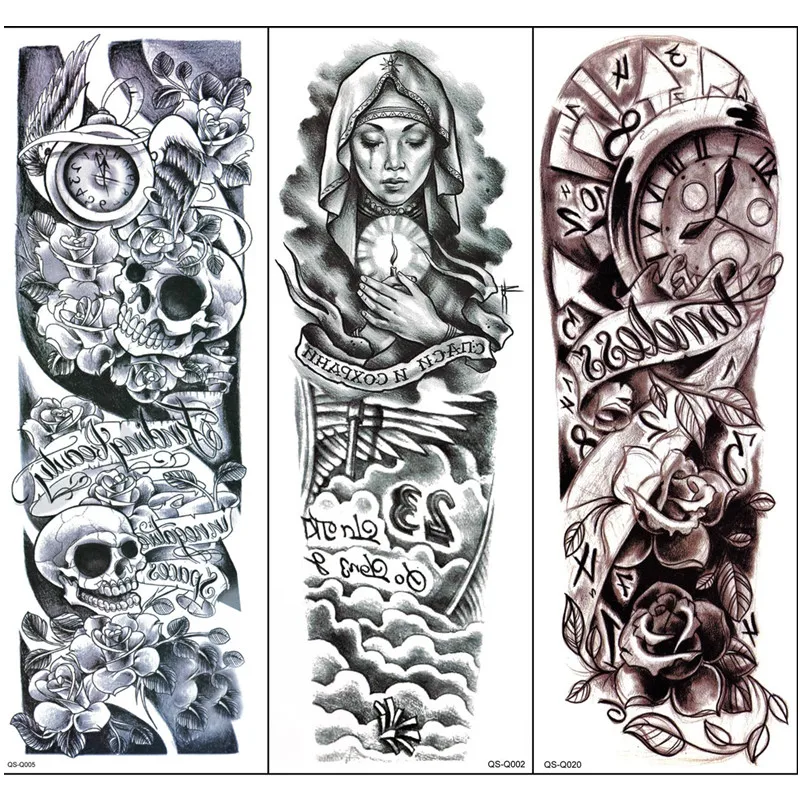 

Temporary Tattoo Sticker Full Arm Tattoo For Body Paint 3PCS/LOT Waterproof Tattoo Fake Tattoo Sleeve 48*17cm