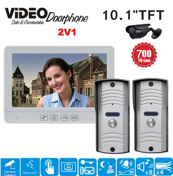 

ZHUDELE Home security system 10.1" Luxury Video Door Phone Touch Button Doorbell Intercom support CCTV camera IR HD Camera 2V1