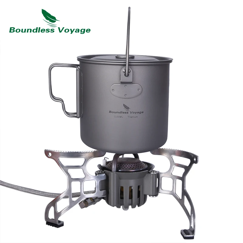 

Boundless Voyage Camping Titanium Hanging Pot with Lid and Collapsible Handle Outdoor Hiking Picnic Cup Ultralight Portable Mug