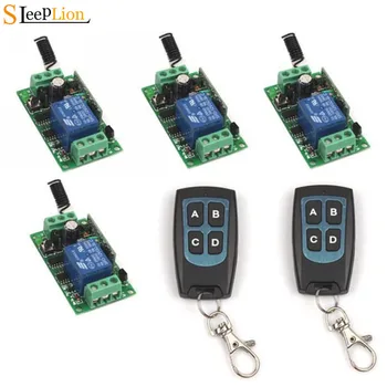

Sleeplion DC 12V 1CH RF Wireless Remote Switch 2 4-key Transceiver +4 Receiver Relay Integrated Circuit 12V Module 315MHz/433MHz