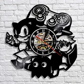 

Vintage Video Game Art Decorative Wall Clock Gamepad Arcade Room Wall Sign Vinyl Record Clock Unique Gift For Game Boy