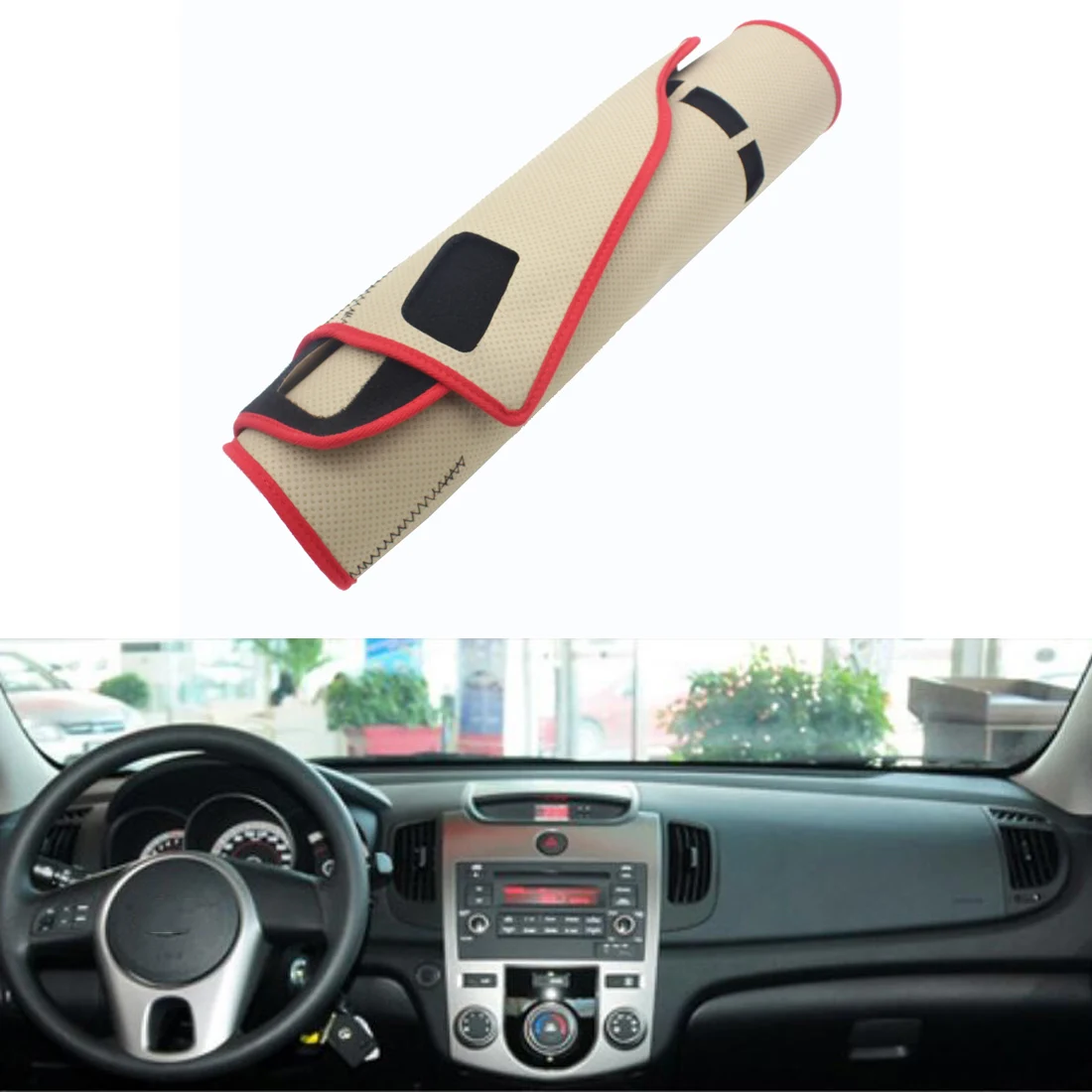 

For KIA Forte 2009-2014 Car Dashboard Avoid Light Pad Instrument Platform Desk Cover Mat Silicone Non-skid Back Surface