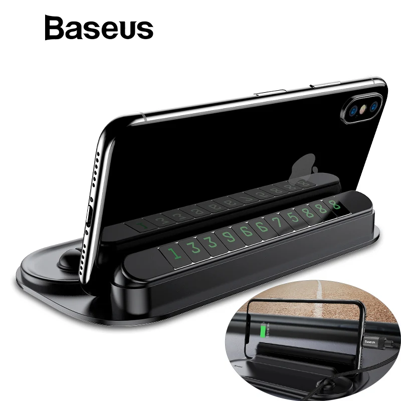 

Baseus 3in1 Temporary Parking Card Sticker For Car Telephone Number Plate Car Phone Holder Stand Cable Winder Storage Organizer