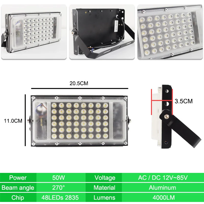 Светодиодный прожектор 50 Вт 30 Вт 20 Вт 10 Вт AC/DC12V 220 В прожектор с датчиком лампы отражатель IP65 Водонепроницаемый Сад Открытый RGB Освещение