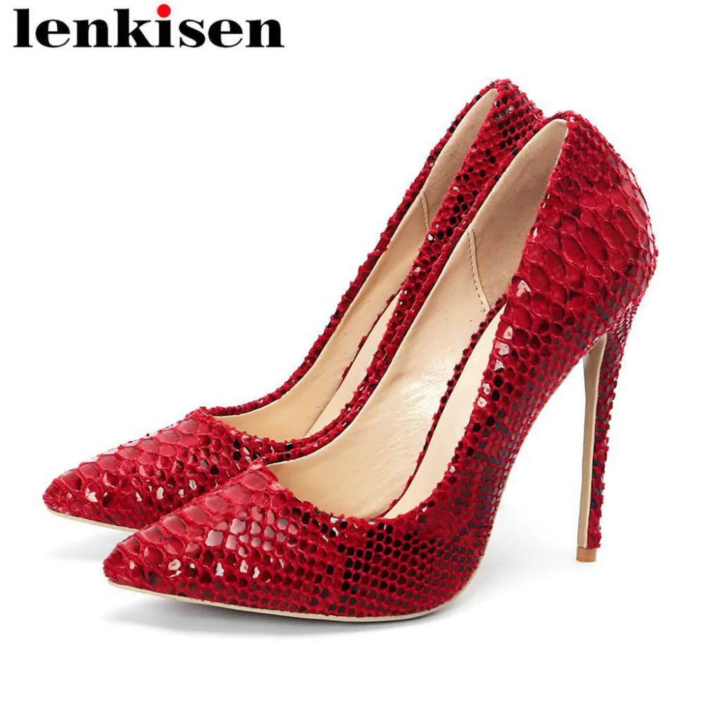 

Lenkisen 2019 newest super high stiletto heels nightclub sexy girls oxford pointed toe slip on celebrity party shallow pumps L28