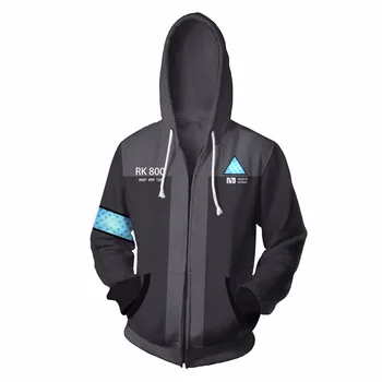 

New DBH Zip Up Hoodie Connor RK800 Cosplay Hoodie Men Jacket Unisex Sweatershirt Hooded Print Streetwear Top