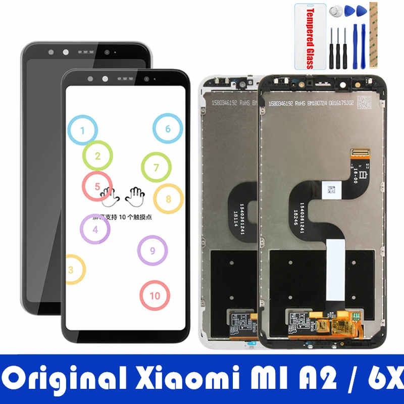 

Original For Xiaomi Mi A2 LCD Display with Frame 10 Points Screen Touch Display For MiA2 Mi6X LCD Digitizer Replacement Parts