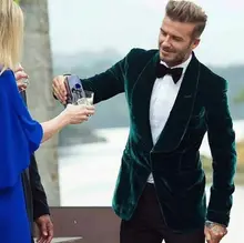 Latest Coat Pant Designs Green Velvet Smoking Men Suit Slim Fit Tuxedo 2 Piece font b