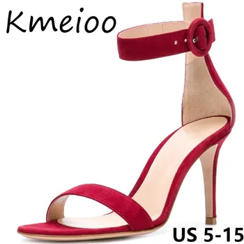 

Kmeioo US Size 5-15 Summer Fashion Women Shoes Ankle Strap Sandals Buckle High Heels Wedding Evening Dress Shoes 8.5CM