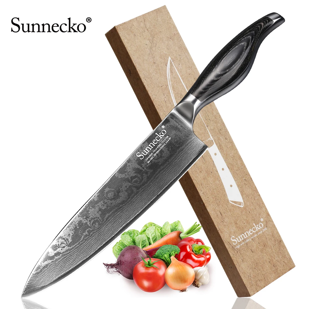 Нож шеф повара из дамасской стали SUNNECKO VG10 острый кухонный инструмент 8 дюймов