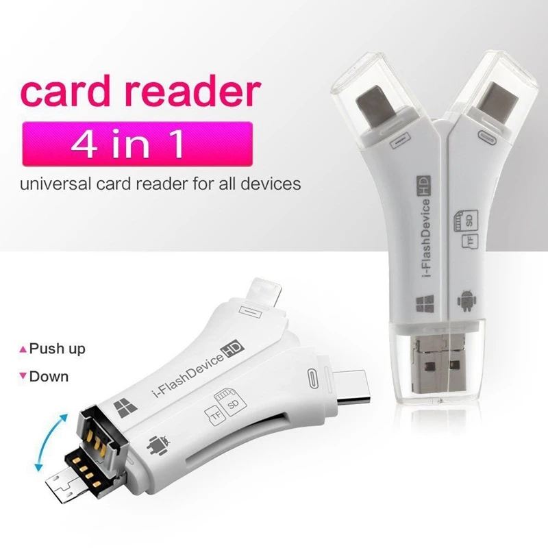 4 в 1 I флеш накопитель Usb Micro Sd и Tf кардридер адаптер для Iphone 5 6 7 8 Ipad Macbook Android