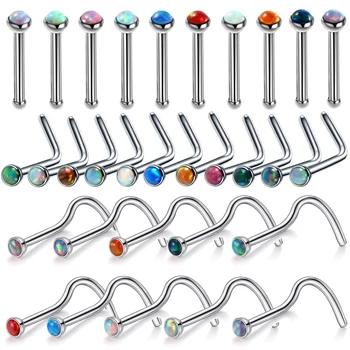 

1PC Steel Piercings Nariz Opal Nose Piercings Nose Ring Nez Studs Nose Bone Nostril Screw Nose Earring Body Jewelry Piercings