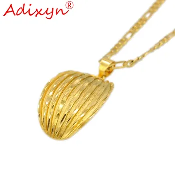 

Adixyn Concave Shape Pendant Jewelry Gold Color Necklace Fashion Necklaces African/India For Women/Girls Party Gifts N10242