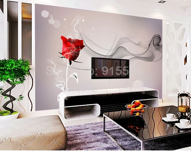 Пользовательские 3D фото обои цветок Большая фреска Роза дым современная спальня гостиная диван ТВ фон настенная бумага настенные Стикеры