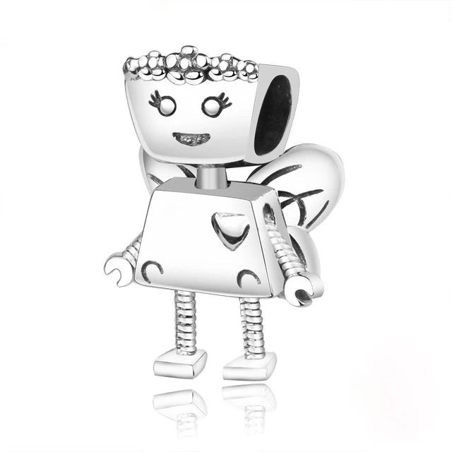 

free shipping 925 Sterling Silver Flower butterfly robot beads Fit Original Pandora Charm Bracelet DIY Jewelry Berloques