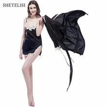 Shetelisi однотонный кружевной шифоновый халат с вышивкой и набор ночных рубашек женский халат из двух предметов sp0003