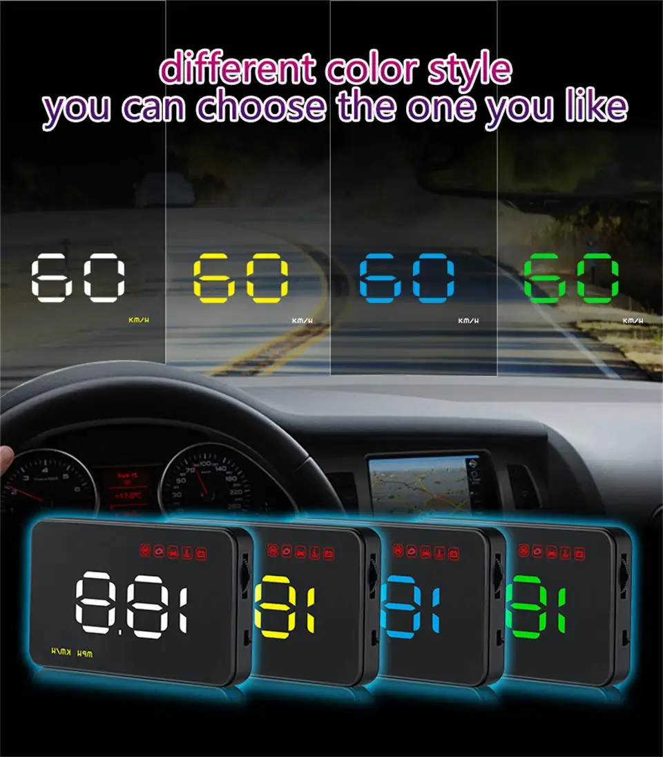 Цифровой Автомобильный спидометр 3," A1000 HUD Дисплей лобовое стекло проектор Автоматическое включение/выключение