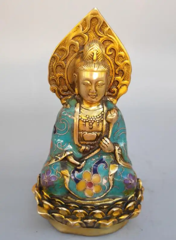 Chinese pure brass cloisonne guanyin bodhisattva statuein Statues