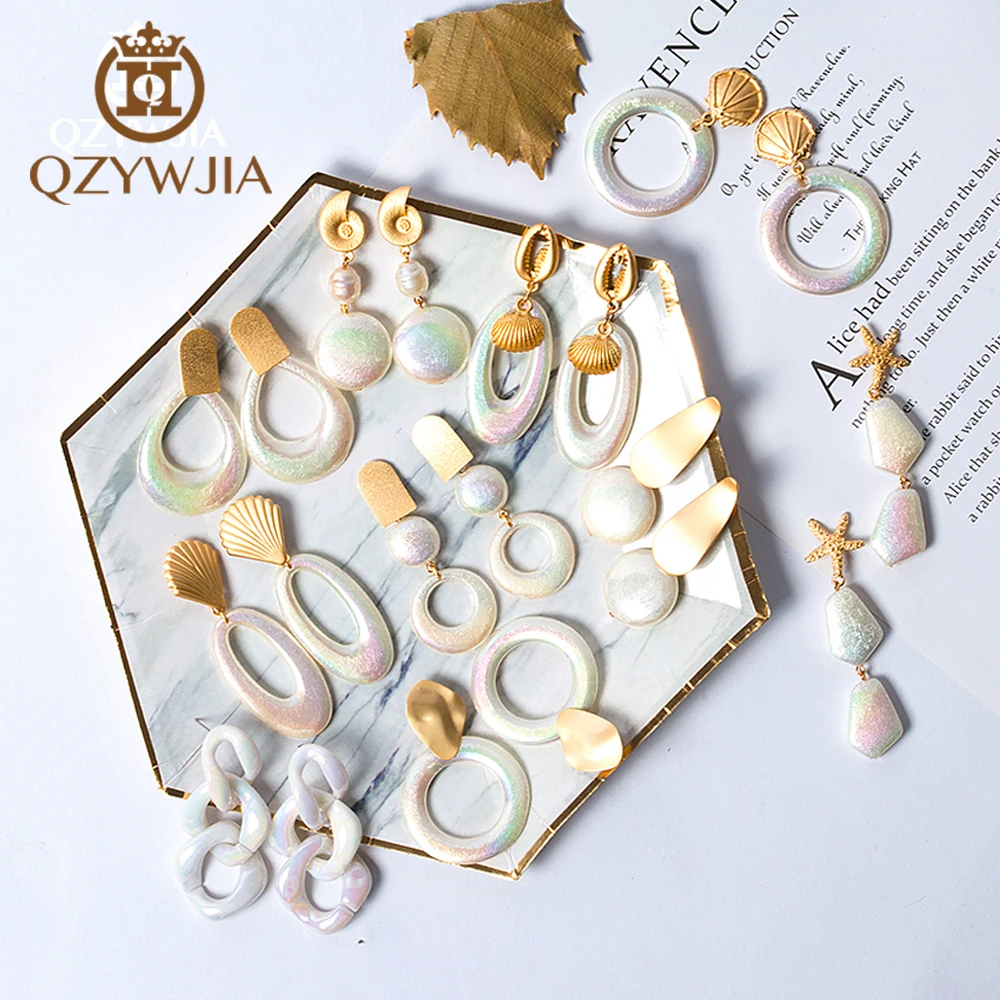 

2019 New Geometric Acrylic Earring Irregular pendientes Circle Square Drop Earrings for Women Metal Bump Party Beach Jewelry