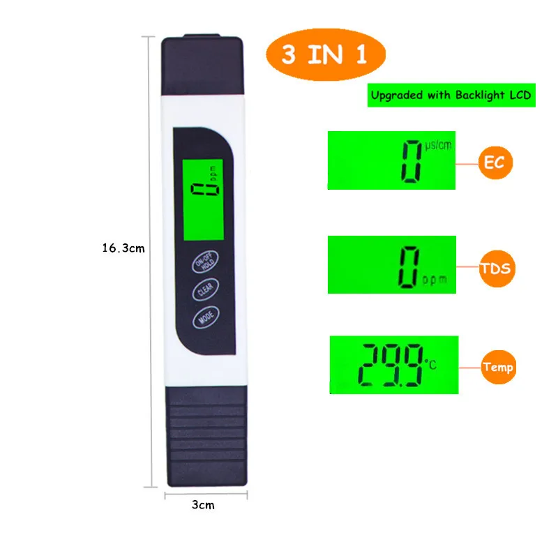 3 шт./партия ручка дизайн TDS+ измерительный инструмент TDS& EC тест er 0-5000ppm+ PH метр тестер кислотности воды тест качества для школы скидка 20