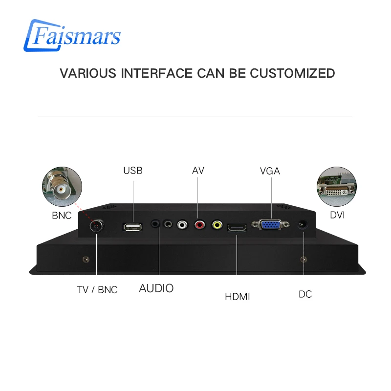 M190W-RFR/Faismars заводская цена 19 дюймов металлический корпус широкоформатный монтируемый промышленный сенсорный монитор с VGA DVI HDMI входами